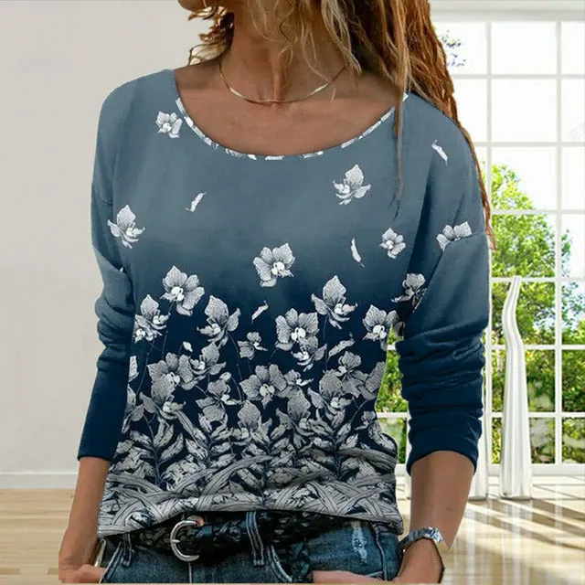 Lssiges T-Shirt Mit Blumendruck