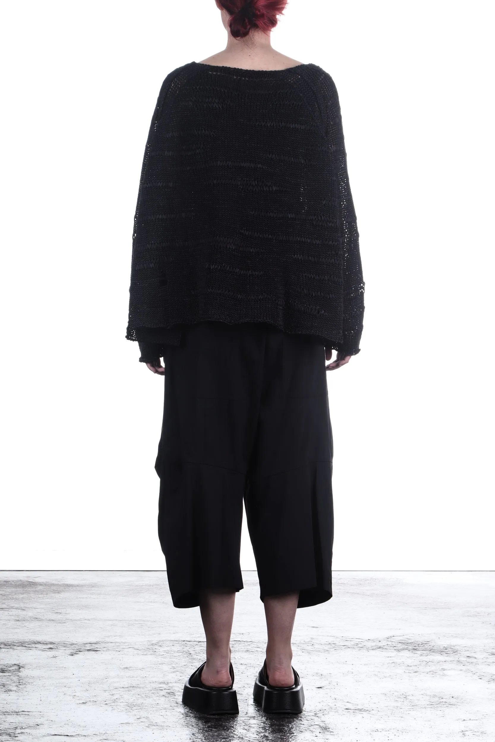 Rundholz Damen Pullover Semi Transparent oversize schwarz