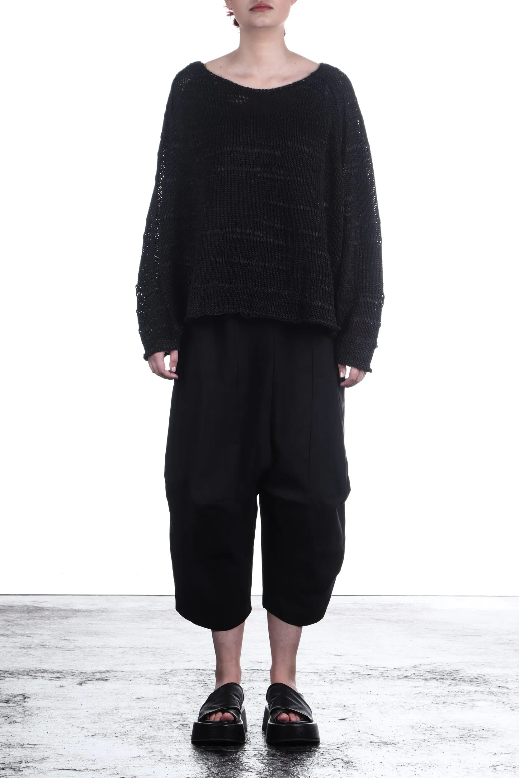 Rundholz Damen Pullover Semi Transparent oversize schwarz